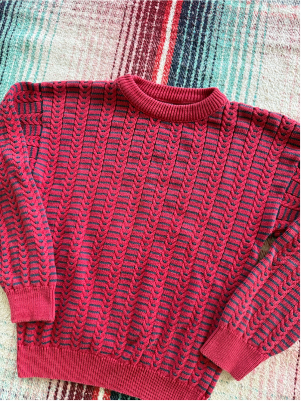 Vintage Red/Blue Cotton Sweater S